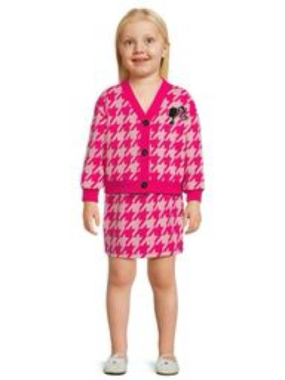 Mattel Barbie Pink & White Houndstooth Cardigan and Skirt  Set